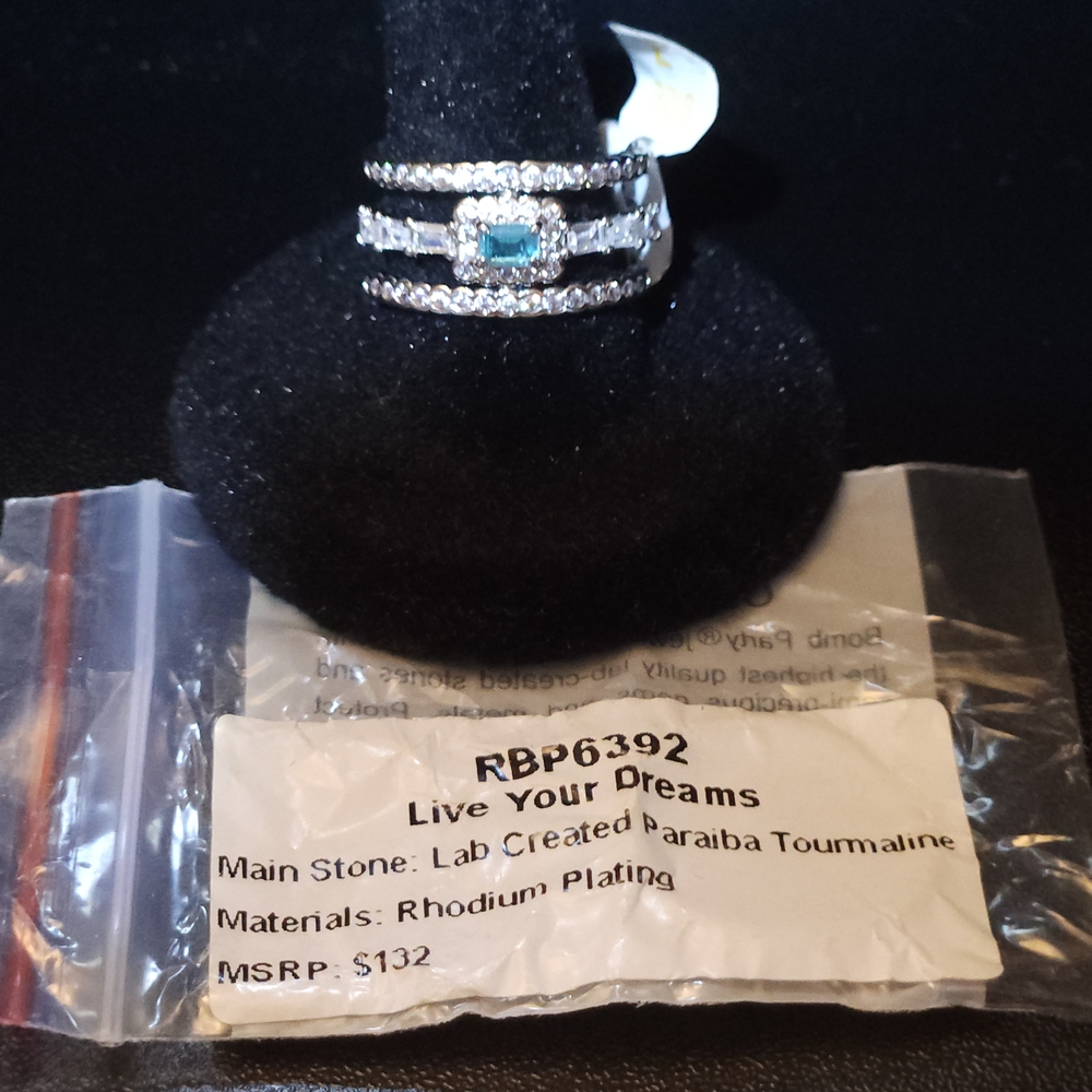 Ring Bomb Party Live Your Dreams Silver and Blue Ring